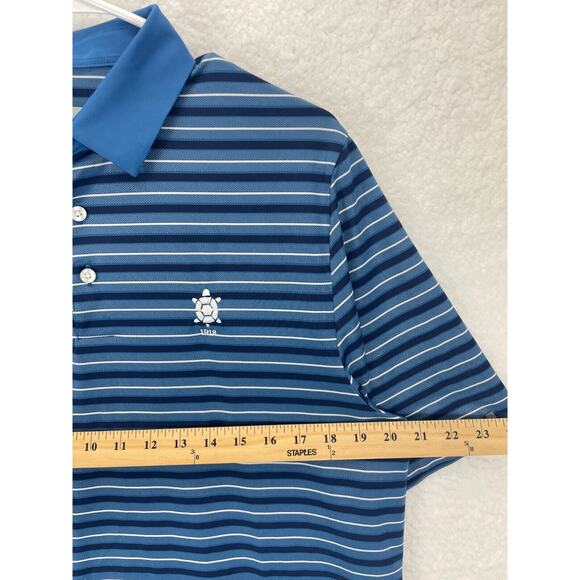 KJUS Performance Polo Shirt Men’s Size L 52 Blue Striped Stretch Golf Comfort - Picture 6 of 10